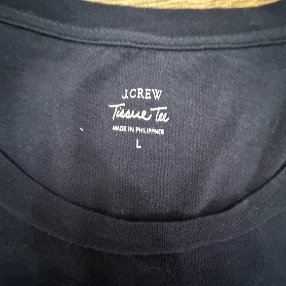 J. Crew Navy Blue Crewneck Short Sleeve Tissue Tee Large - Picture 15 of 15